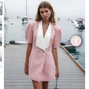 Nana Jacqueline Pink Sheath Mini Dress with Puff Sleeves